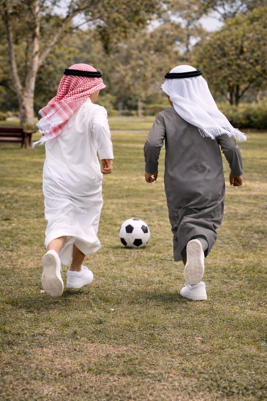 Kids Saudi Thobe | Warm Grey