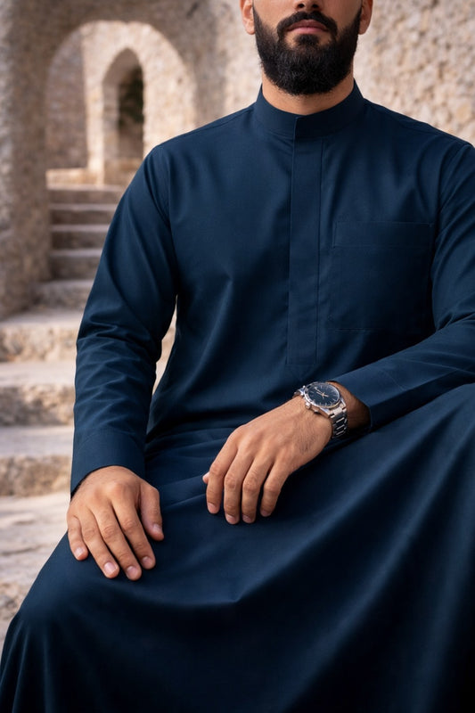 Classic Saudi Thobe| Sultan Blue
