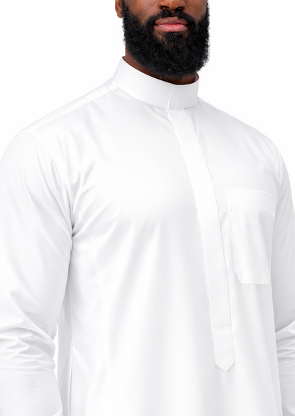 Muslim man wearing a classic  white Saudi thobe for Ramadan in Australia
